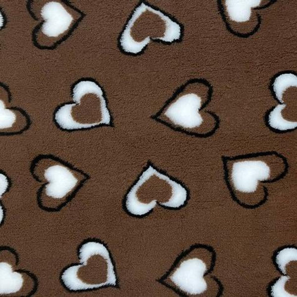 Vetbed brun - svarte/hvite hjerter