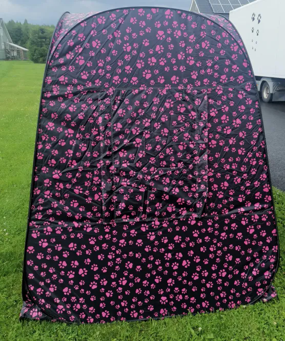 Hovedbilde Pop-up-telt, svart med rosa ...